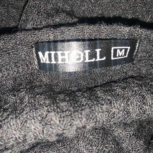 MIHOLL WOMEN'S BLACK BUTTON DOWN TIE FRONT SHORT SLEEVE WAFFLE SHIRT MEDIUM-EUC - Picture 7 of 7